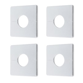 LC LICTOP Wall Split Flange, Self-Adhesive Square Plumbing Cover Plates, ABS Pipe Flange Escutcheon for 1.34 Inch Faucet, Bathroom, Kitchen & Toilet Pipes, 4Pcs Silver