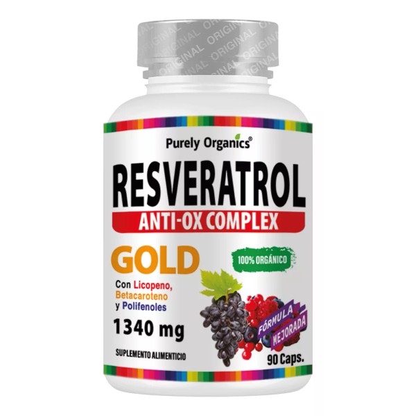 Purely Organics Resveratrol Anti-ox Complex Gold |  90 Caps |  Antioxidante