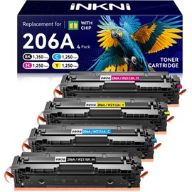 206A Toner Cartridges 4 Pack - with Chip Compatible Replacement for HP 206A 206X for Color Laserjet Pro MFP M283fdw M283cdw M283fdn M282nw Pro M255dw M255nw Ink Cartridges W2110A W2111A High Yield