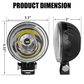 Round Led Pod Lights Spot 3 inch Small Driving Fog Reverse Backup Offroad Lights Headlights 30W 12V Work Light Bar For Trucks ATV UTV Golf Cart Tralier Motorcycle Pickup Tractor Marine Boat 2-Pack