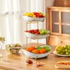 Fruit Bowl for Kitchen Counter - 3 Tier Ceramic Serving