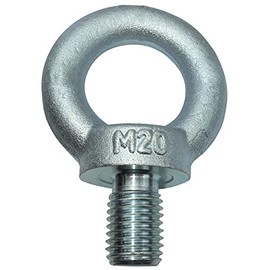 AERZETIX - C49760 - Eye Bolts - M20 - Ring Crane Eyelets - Galvanised Steel - Metric Thread - DIN 580-1200 kg - Colour Silver
