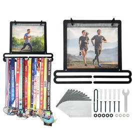 Voittozege Medal Hanger Display for Runner Marathon Medal Rack Medal Hanger Running Bib and Medal Holder Over 60 Medals and Comes ​with 10 Flip Pouches
