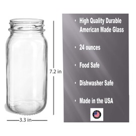 Smoothie Cups Mason Drinking Jar Regular Mouth Glass Mason Jars 24oz Smoothie Cups with Lid and Stainless Steel Straw (2-Silver) 100% Eco Friendly by Jarming Collections (2, 24oz)