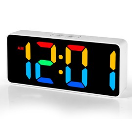 Catrne Small Digital Alarm Clock for Bederoom, Large Big Numbers Display with Brightness Dimmer,Dual Alarm, Snooze,12/24Hr,Adjustable Volume Loud Bedside Alarm Clock for Kids Teens Boys Girls (White)
