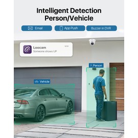 Loocam Wired Security Camera System, AI Human/Vehicle Detection, 2MP HD 1920TVL Surveillance CCTV Dome Cameras Indoor Outdoor, H.265+ 8CH DVR & 1TB HDD, Night Vision, Smart Playback, Remote Access