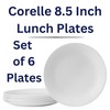 Corelle 8.5-Inch Lunch Plates, Set of 6, Lightweight Vitrelle Glass,