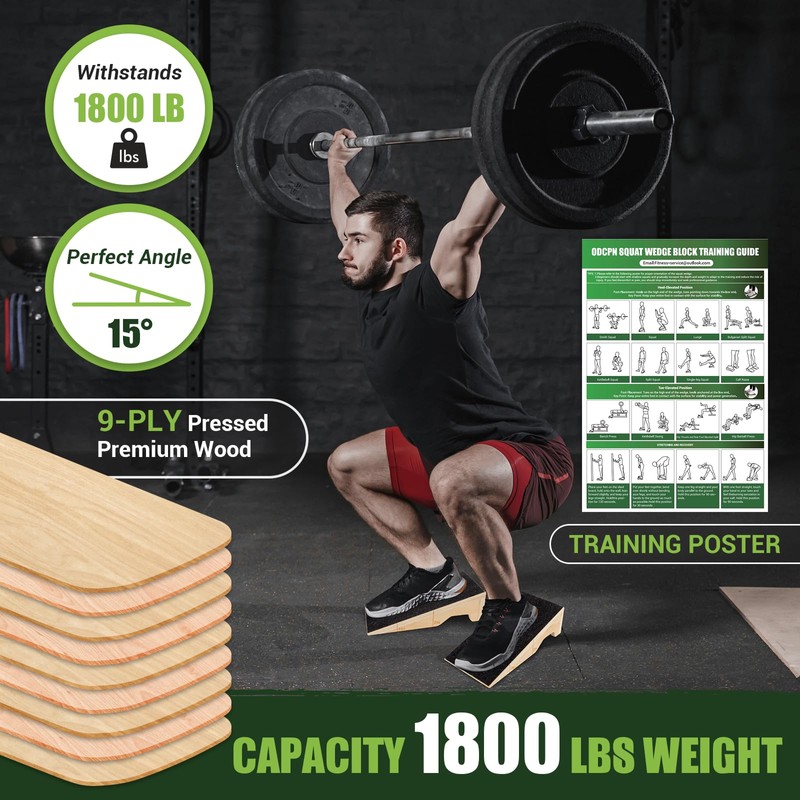Squat Wedge Block, 2 Pcs Non-Slip Wooden Squat Wedge for