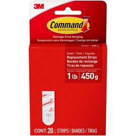 Command Small Refill Adhesive Strips, Damage Free Hanging Wall Adhesive Strips for Small Indoor Wall Hooks, No Tools Removable Adhesive Strips for Living Spaces, 128 White Strips