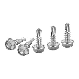 DTGN #10x1/2" Hex Washer Head Self Drilling Screws - 100Pack - Good for Machine - 410 Stainless Steel - Self Tapping Sheet Metal Screws
