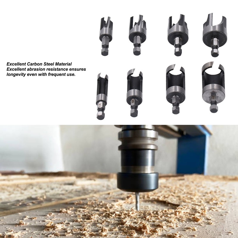 8PCS Set Wood Plug Cutter Drill Bit Hex Shank 4PCS