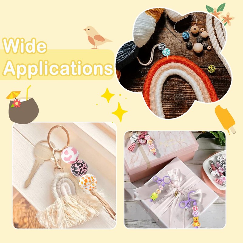 KitBeads 100Pcs Random Wood Animal Print Beads 15mm Tiger Print