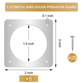 ReTang 5 Pieces Metal Bluebird House Predator Guard 1 1/2 Inch Opening Guard Metal Portal Bird Nest Preventer for Eastern Bluebird Box Stainless Steel Protector Bird House