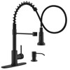GIMILI Matte Black Kitchen Faucet with Soap Dispenser, Commercial Single