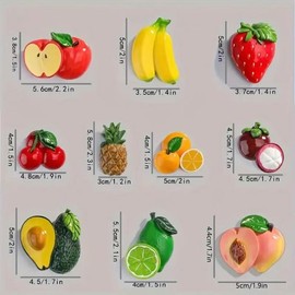 Fruit Shaped Fridge Magnet, 10pcs/set Cute Cartoon Fruit Design Magnet, Magnetic Decoration for Home Kitchen Office,  Home Decor