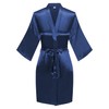 Polar Rabbit Women's Short Satin Bathrobe One Size Silver Rhinestones