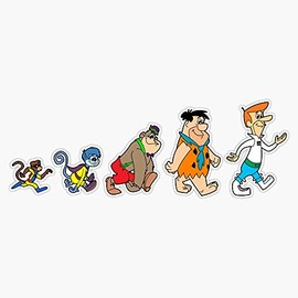 Hanna Barbera Evolution Bumper Sticker Window Vinyl Decal 5"