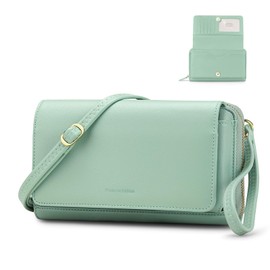 RONSIN Crossbody Bag for Women Wristlet Wallets with RFID Card Small Clutch Purses for Party Prom (Light Green)