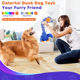 FOXYYDS Interactive Puppy Toys, Dog Toys for Aggressive Chewers, Retractable Tug of War Dog Toys, Durable Chewing Squeaky Dog Toys, Dog Toys for Small Medium Large Dogs -Blue Duck