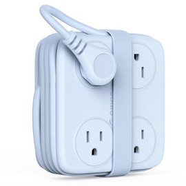 ORICO Regleta Multicontacto de Viaje con Enchufe Plano, Extensión Eléctrica de 1.5 m, 8 Salidas + 3 Puertos USB (1 USB-C), Estación de Carga Portátil 