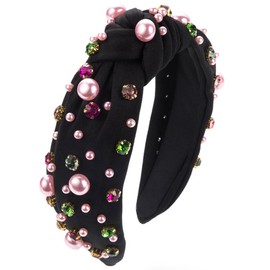 SLTXLNXH Light Luxury Headbands for Women - Women's Fashion Headband Pearl Rhinestone Jeweled Knotted Headband Hair Accessories Gifts For Women Girls