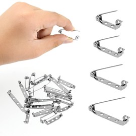 50 Pcs Brooch Pins, 4-Size Pack of Safty Pins, Silver Bar Pins Secure Back Clasp With Back Bar Fastener