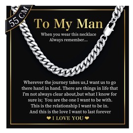 Stainless Steel Mens Cuban Link Chain, Silver Men Link Necklace Tarnish&Durable Hip Hop Chain Necklace Accessories Jewelry Gifts To My Man/ 8MM Width 55CM Length