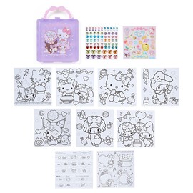 Sanrio 429074 Coloring & Sticker Set, Pink, Approx. Width 6.3 x Depth 1.2 x Height 8.9 inches (16 x 3 x 22.5 cm), Sanrio Characters