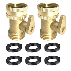 cozyou 2 Pcs Heavy Duty Brass Garden Hose Shut Off Valve with 6 pcs Hose Washer