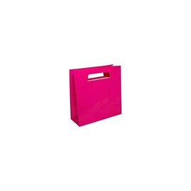JAM Paper Heavy Duty Die Cut Bags with Rectangular Handle - Large - 15 x 5 1/2 x 15 - Hot Pink Fuchsia - Sold Individually