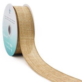 CT CRAFT LLC Cinta de tela de arpillera con alambre de 1.5 pulgadas x 10 yardas, color natural para Navidad, hogar, boda, decoración de regalo, decoración de árbol, lazo y ramo de corona, manualidades
