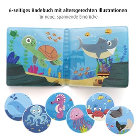 reer MyHappyBath Book - Magic Bath Book with Colour Changing and Squeaky Function, Colourful