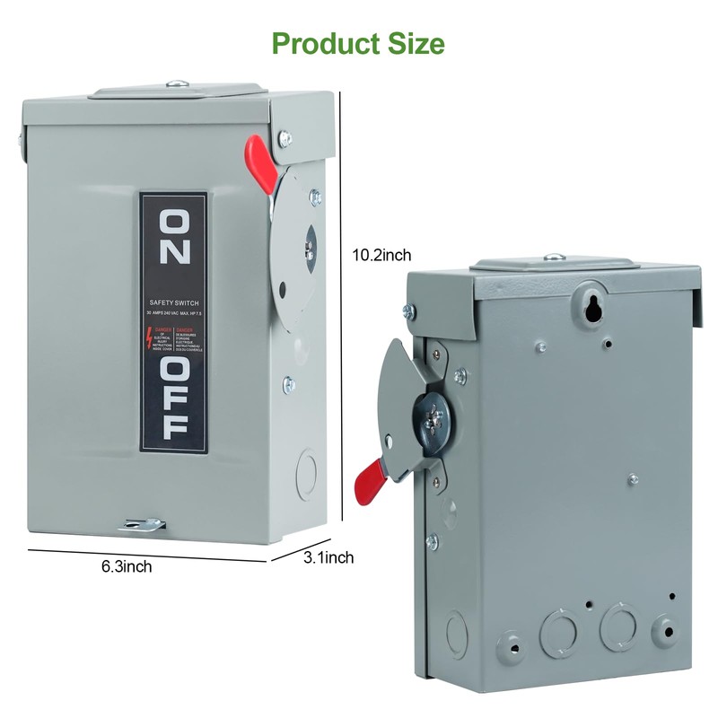 2P 30Amp 120V/240V General Duty Safety Switch,Disconnect Switches Box,Quick Disconnect