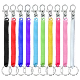 Gabrella 10 Pcs Retractable Keychain, Retractable Spring Coil Keychain Theftproof Anti-lost Stretch Cord Safety Key Ring with Metal Lobster Clasp for Keys Wallet Cellphone