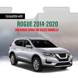 LQI Floor Mats Cargo Liners 3PCS Compatible with Nissan Rogue 2014-2020 (No Rogue Sport or Select Models), 1st & 2nd Row, TPE All Weather Protection Black Floor Liners