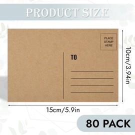 COIDEA Blank Postcards for Mailing, 80 Post Cards for Mailing, 300 GSM Kraft 4 x 6 inches Cardstock Paper Mailable Printable Postcards Bulk for Birthday, Thank You, Business Postcards