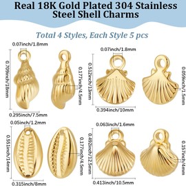 Beebeecraft 20 Stück 4 Stile Muschel Anhänger 18 Karat Vergoldet 304 Edelstahl Anhänger Mit Ozean Motiv Für Die Schmuckherstellung Sommer Motiv Halsketten Armbänder DIY Bastelarbeiten