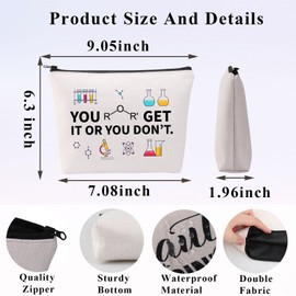 PLITI Funny Chemistry Gift Makeup Bag for Science Lovers Chemistry Competition "You Ether Get It Or You Dot" Gift for Chemistry Teacher, You Get It Bagu, Fashionable