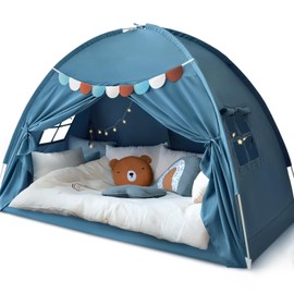 Razee Twin Bed Tent for Kids, Twin Size Bed Tent Indoor Bed Canopy Tent Privacy Tent on Bed Sleep Inside Drafty Room for Boys, Blue Jean Color