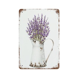 Habilboi Retro Vintage Garden Lavender Flowers Metal Tin Sign RetroTin Sign Flower Lavender Metal Wall Panel Retro Art Decoration for Home Club Cabin Garage Store Bar Cafe Farm 5.5x8inch