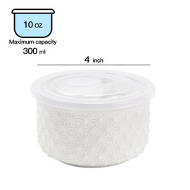 Mosuji 10 oz Set of 4 Oven-Safe Porcelain Ramekins with Lids, Large White Souffle and Creme Brulee Baking Dishes, Ramekin Bowls for Sauce and Dessert