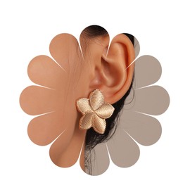 Inilbran Boho Flower Earrings Gold Flower Exaggerated Earrings Vintage Flower Stud Earrings Minimalist Flower Petal Earrings Jewellery for Women and Girls, Zinc, No Gemstone