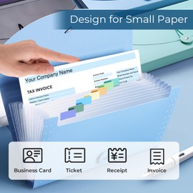 Y YOMA 4 Pack Coupon Organizer with 13 Pocket | Plastic Travel-Friendly Accordion Receipt Holder 10” x5.5” Expanding Folder for Small Bill Business Cards Tax Item Ticket, Pastel Design