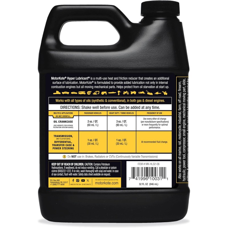 MotorKote Hyper Lubricant Heavy Duty Engine Treatment | Friction Reducer
