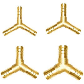 Y Piece Brass Hose Connector 4PCS Fuel Hose Connector Pneumatic Hose Barbed Connector for Fuel Air Water Gas Oil (6mm 8mm 10mm 12mm)