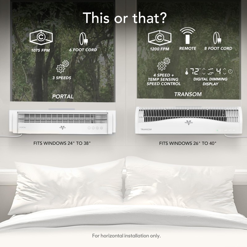 Vornado PORTAL® Window Fan with 3 Speeds, Reversible Exhaust Mode,