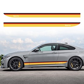 YAMUDA Sports Car Body Waistline Side Skirt Pull Flower Three-Color Decorative Stickers 2Pcs YA11 Yellow-Red-Black