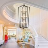Farmhouse Chandelier Entryway High Ceiling: 12-Light Lantern Tiered Pendant Light