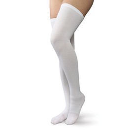 Therafirm Altos de muslo antiembolismo con puntera abierta y compresión suave (18 mmHg) - Grande - Blanco