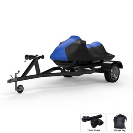 Weatherproof Jet Ski Covers for SEA DOO GTR 230 2017-2019 - Blue/Black Color - All Weather - Trailerable - Protects from Rain, Sun, UV Rays, and More! Includes Trailer Straps and Storage Bag